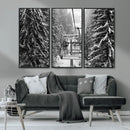 Winter Ski Lift Black and White Canvas Wall Art – Alpine
