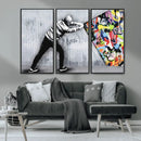 Banksy Art Behind the Curtain Street Wall Art Canvas Print |