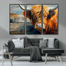Highland Cow Abstract Canvas Wall Art – Bold Farmhouse