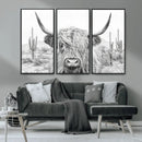 Rustic Charm | Cow Longhorn Black White Bighorn Wall Art by MyGreatCanvas | Canvas Wall Art Prints | Photo Prints & Wall Decor