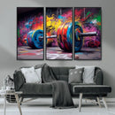 Abstract Graffiti Barbell Canvas Wall Art – Urban Fitness
