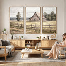 Rustic Farmhouse Barn Wall Art | 3-Panel Framed Gallery Wrap