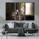 Jesus Canvas Wall Art - Jesus Running After Lost Lamb,