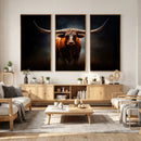 Abstract Texas Longhorn Wall Art Print | 3-Panel Large Texas