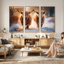 Scottish Highland Cow Horn Farm Wall Art Canvas Print