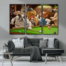 Dogs Playing Pool Canvas Wall Art Funny Gifts Dog Print