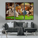Dogs Playing Pool Canvas Wall Art Funny Gifts Dog Print