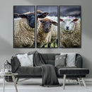 Charming Sheep Portrait Wall Art – Trio of Woolly Companions by MyGreatCanvas | Canvas Wall Art Prints | Photo Prints & Wall Decor