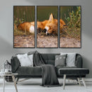 Sleeping Fox Wall Art Canvas Print, Farmhouse Wall Decor and