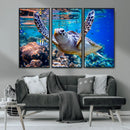 Underwater Sea Turtle Wall Art Canvas Print – Vibrant Ocean