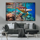 Sea Turtle Wall Art Canvas Print – Vibrant Ocean Coral Reef