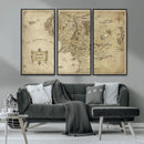 Vintage Middle Earth Map Wall Art Canvas – Lord of the Rings