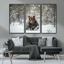 Grizzly Bear Wall Art – Framed Snowy Forest Canvas Artwork, by MyGreatCanvas | Canvas Wall Art Prints | Photo Prints & Wall Decor