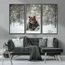 Grizzly Bear Wall Art – Framed Snowy Forest Canvas Artwork, by MyGreatCanvas | Canvas Wall Art Prints | Photo Prints & Wall Decor