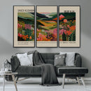 Yayoi Kusama Landscape Canvas Print, Vibrant Floral Mountain