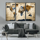 World Map Wall Art – Antique Style Blue and Brown Map Canvas by MyGreatCanvas | Canvas Wall Art Prints | Photo Prints & Wall Decor