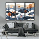 Abstract Winter Landscape Canvas Wall Art Print -  Large