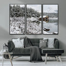 Winter Wall Art - Cabin by the Lake Canvas Wall Art - Serene by MyGreatCanvas | Canvas Wall Art Prints | Photo Prints & Wall Decor