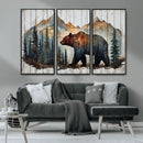 Rustic Grizzly 399 Bear and Mountain Wood Canvas Wall Art - by MyGreatCanvas | Canvas Wall Art Prints | Photo Prints & Wall Decor