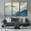 Waves Abstract Wall Art Print, Modern Framed Abstract Canvas