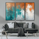 Vintage Abstract Print - Bold Teal and Orange Canvas Wall