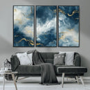 Large Abstract Print - Luxe Blue and Gold Abstract Canvas
