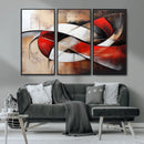 Abstract Wall Art - Modern Red and White Canvas Wall Art