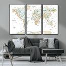 Animal World Map for Kids Room Decor