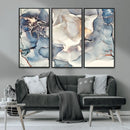 Abstract Blue and Gold Canvas Wall Art - Fluid Modern Ink