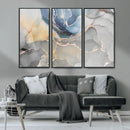 Large Abstract Blue and Gold Canvas Wall Art | Fluid Ink
