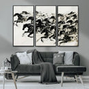 Abstract Horse Wall Art Canvas Print - Dynamic Black Ink