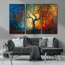 Yggdrasil Tree of Life Mosaic Stained Glass Wall Art Canvas,
