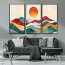 Southwest Mountain Wall Art Canvas Print – Boho Triptych