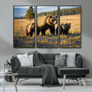 Grizzly Bear Family Wall Art Canvas Print – Majestic