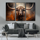 Highland Bull Canvas Abstract Canvas Wall Art Print –