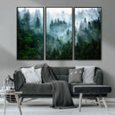 Misty Forest Wall Art Canvas Print – Framed Foggy Mountain