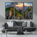 Mountain Sunset Panoramic Wall Art Canvas Print – Framed