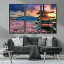 Mount Fuji Cherry Blossom Wall Art Canvas Print – Framed