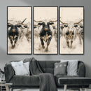 Texas Longhorn Wall Art – Framed Cattle Walking Canvas by MyGreatCanvas | Canvas Wall Art Prints | Photo Prints & Wall Decor