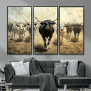 Texas Longhorn Wall Art – Framed Charging Cattle Canvas by MyGreatCanvas | Canvas Wall Art Prints | Photo Prints & Wall Decor