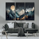 Moonlit Mountain Wall Art Canvas Print – Silhouetted Pines