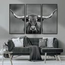 Texas Longhorn Wall Art Canvas Print – Framed Western Bull