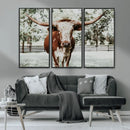 Texas Longhorn Wall Art Canvas Print – Framed Spotted Bull