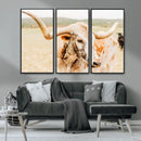 Texas Longhorn Wall Art Canvas Print – Framed Spotted Cow