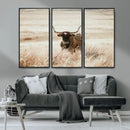 Texas Longhorn Wall Art Canvas Print – Framed Brown Horned
