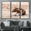 Texas Longhorn Wall Art – Framed Resting Bull Canvas by MyGreatCanvas | Canvas Wall Art Prints | Photo Prints & Wall Decor