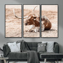Texas Longhorn Wall Art Canvas Print – Framed Resting Bull by MyGreatCanvas | Canvas Wall Art Prints | Photo Prints & Wall Decor