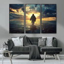 Jesus Walks Wall Art Canvas Print Framed Divine Sunset Art