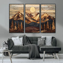 Wood Mountain Landscape Wall Art Canvas Print – Framed