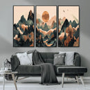 Wood Mountain Landscape Wall Art Canvas Print – Framed
